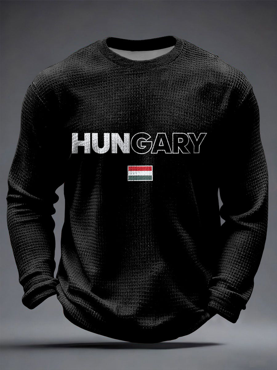 Retro minimalista magyar zászló alkalmi goffle szövés póló