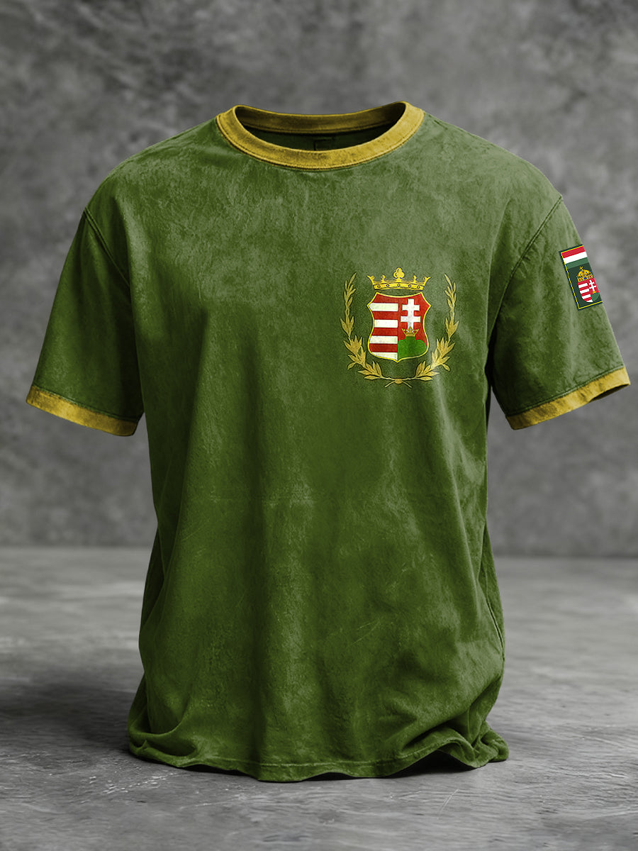 Retro magyar embléma patchwork alkalmi póló