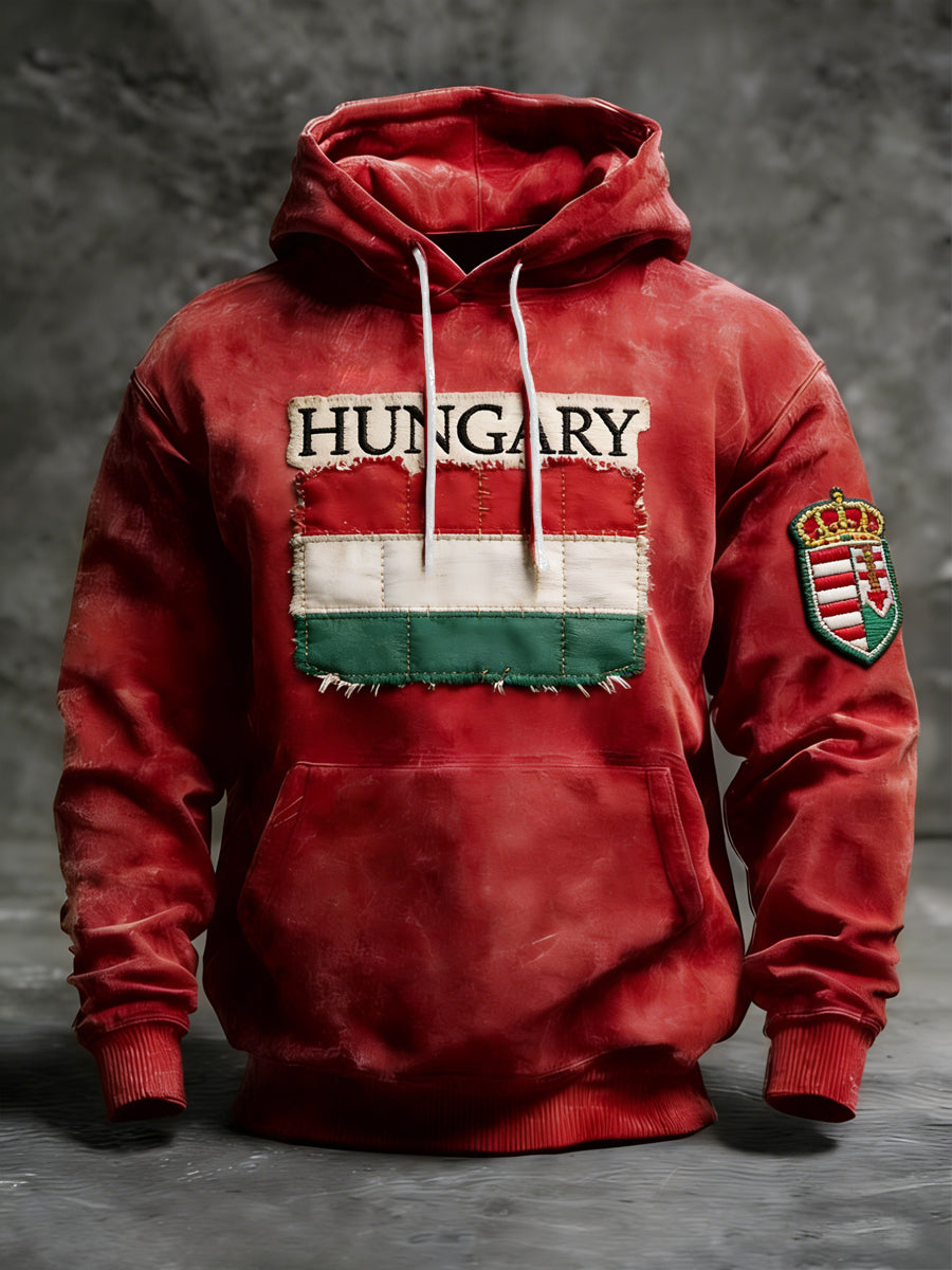 Retro magyar zászló alkalmi hoodie