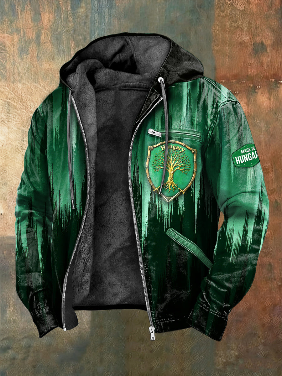 Férfi magyar tervezésű gradient-effektus gyapjú bélelt kabát