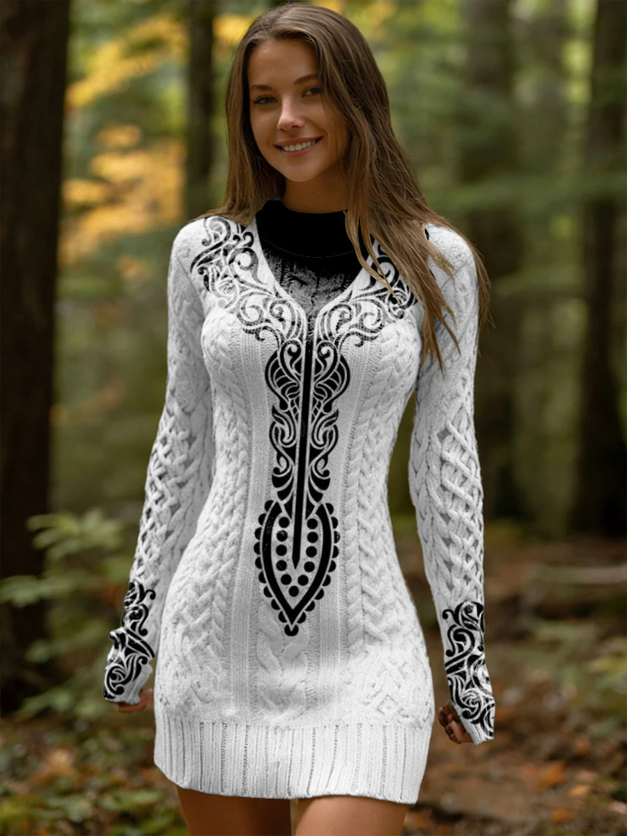 Női karcsú fekete-szőlő minta magyarország kötött ruha