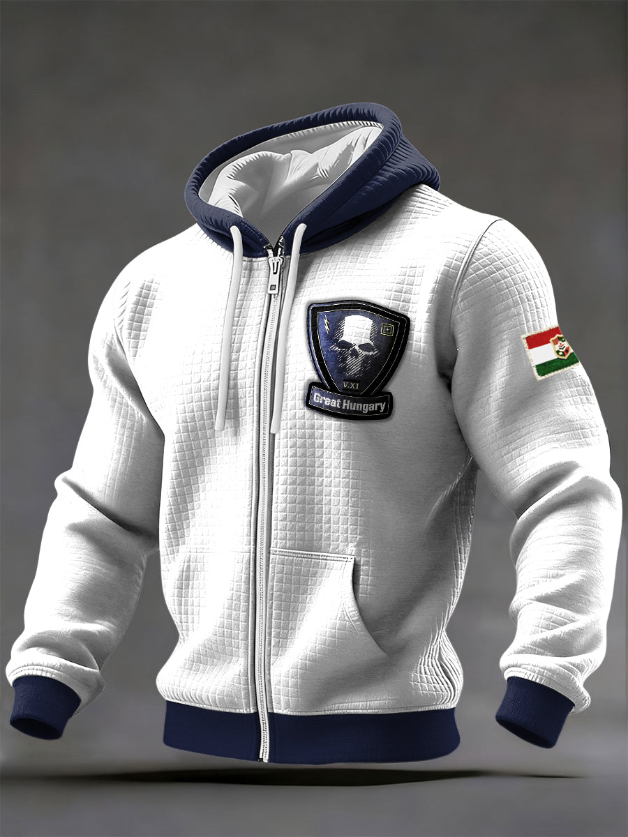 Női magyarország koponya nyomtatás fehér zip-up kabát