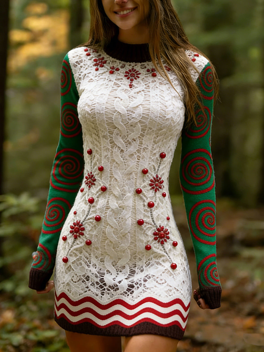 Női vintage magyar művészet kényelmes kötött ruha