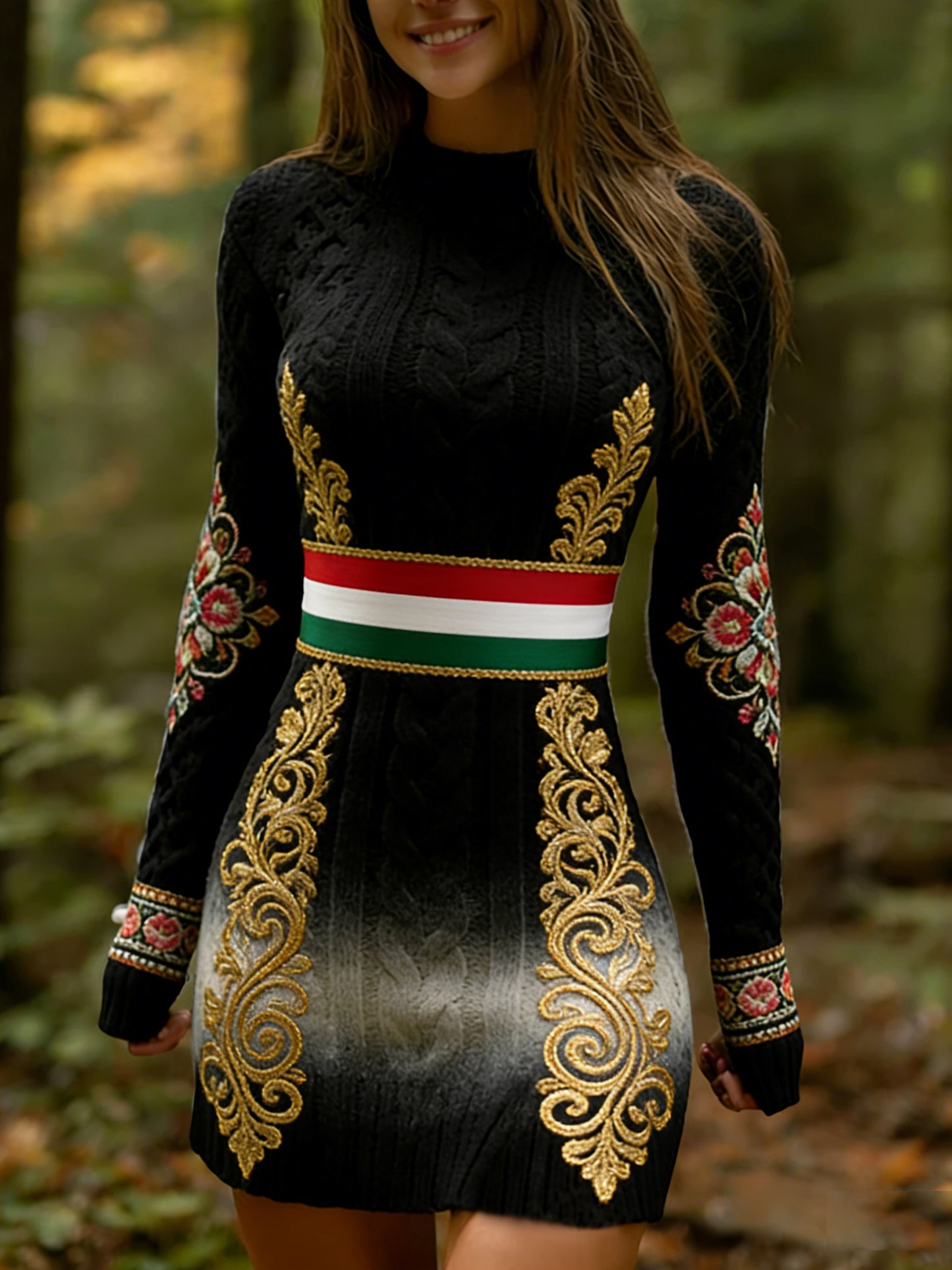 Női vintage magyar művészet kényelmes kötött ruha