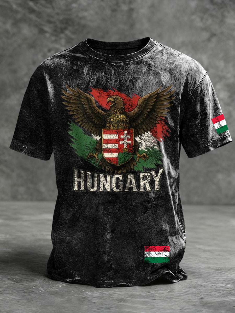 Férfi vintage magyar eagle & crest print póló