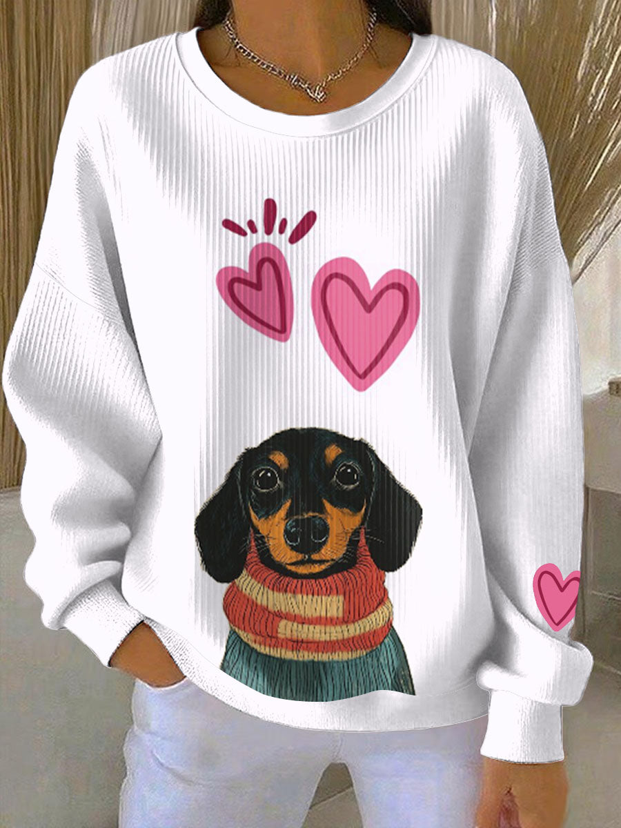 Női valentin-nap aranyos állat nyomtatás alkalmi pulóver