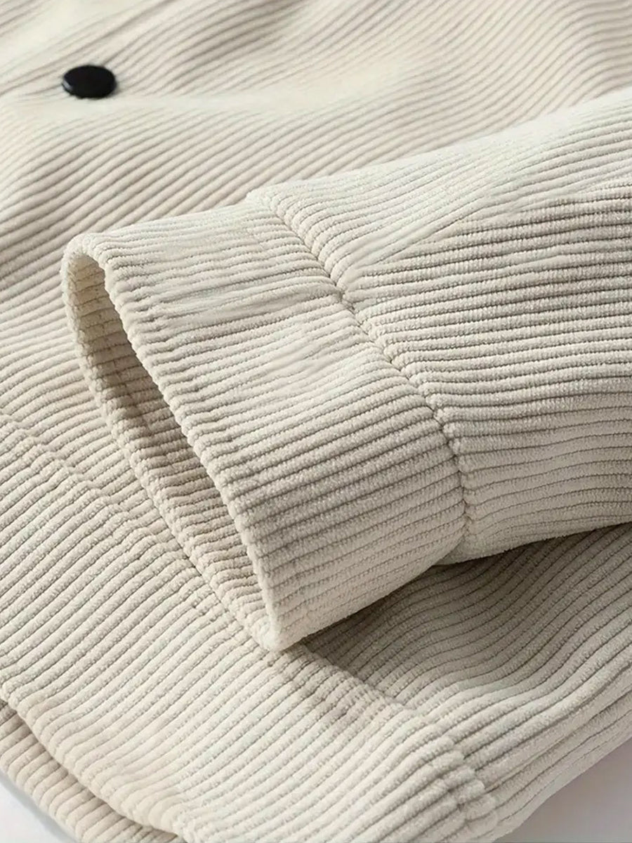 Férfi meleg egyszínű corduroy alkalmi kabát