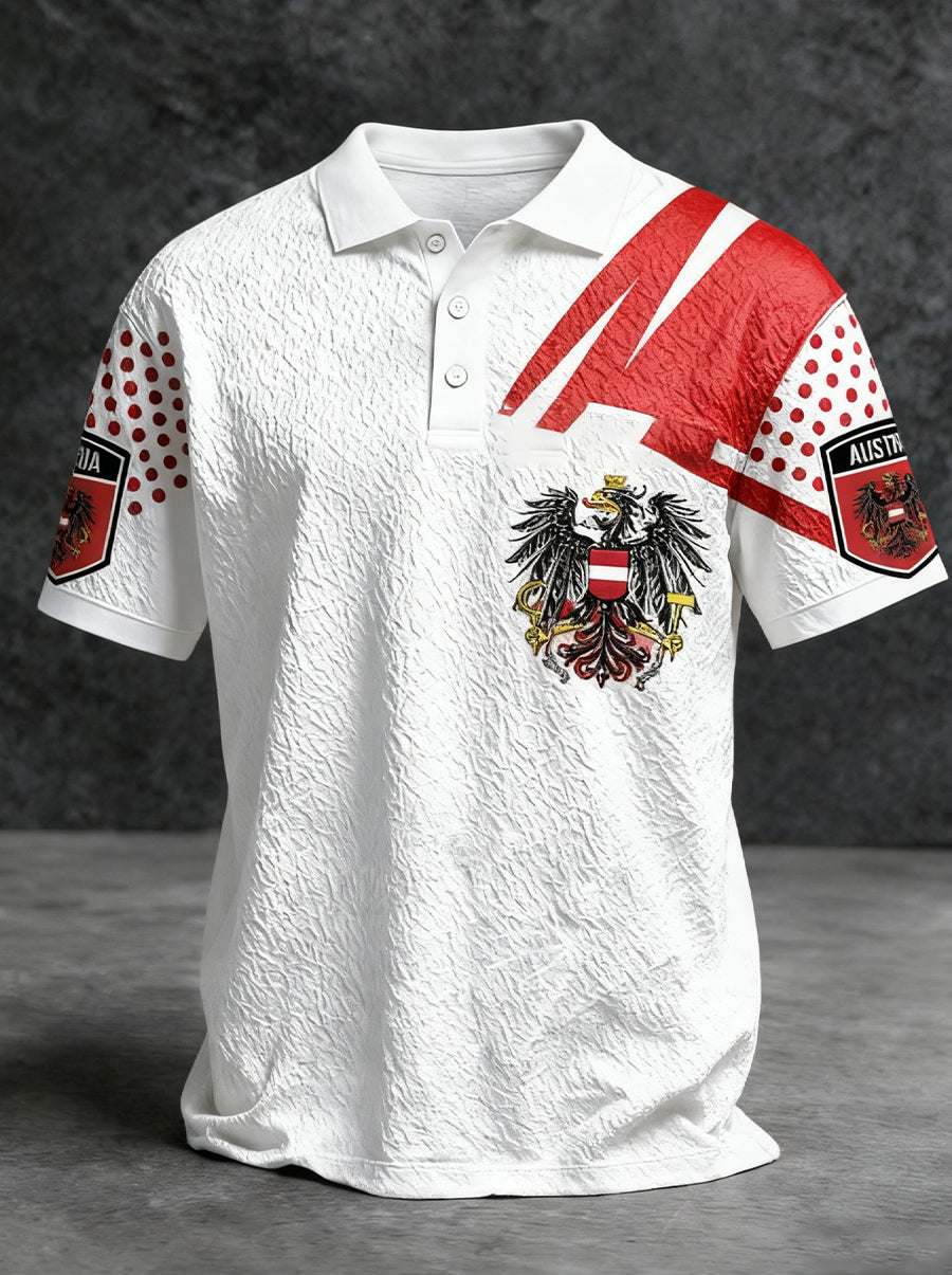 Retro osztrák zászló minta patchwork művészet nyomtatás alkalmi póló