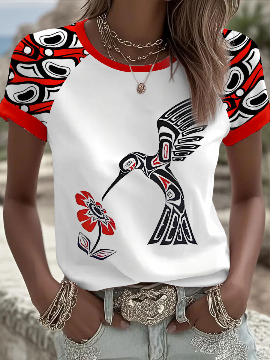 Women's Indigenous Print Casual Hoodie