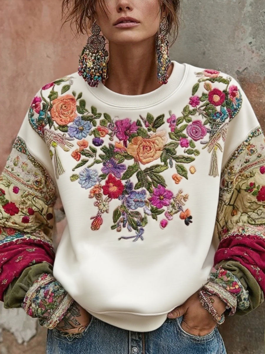 Women's Breast Cancer Awareness Floral Printed Sweatshirt