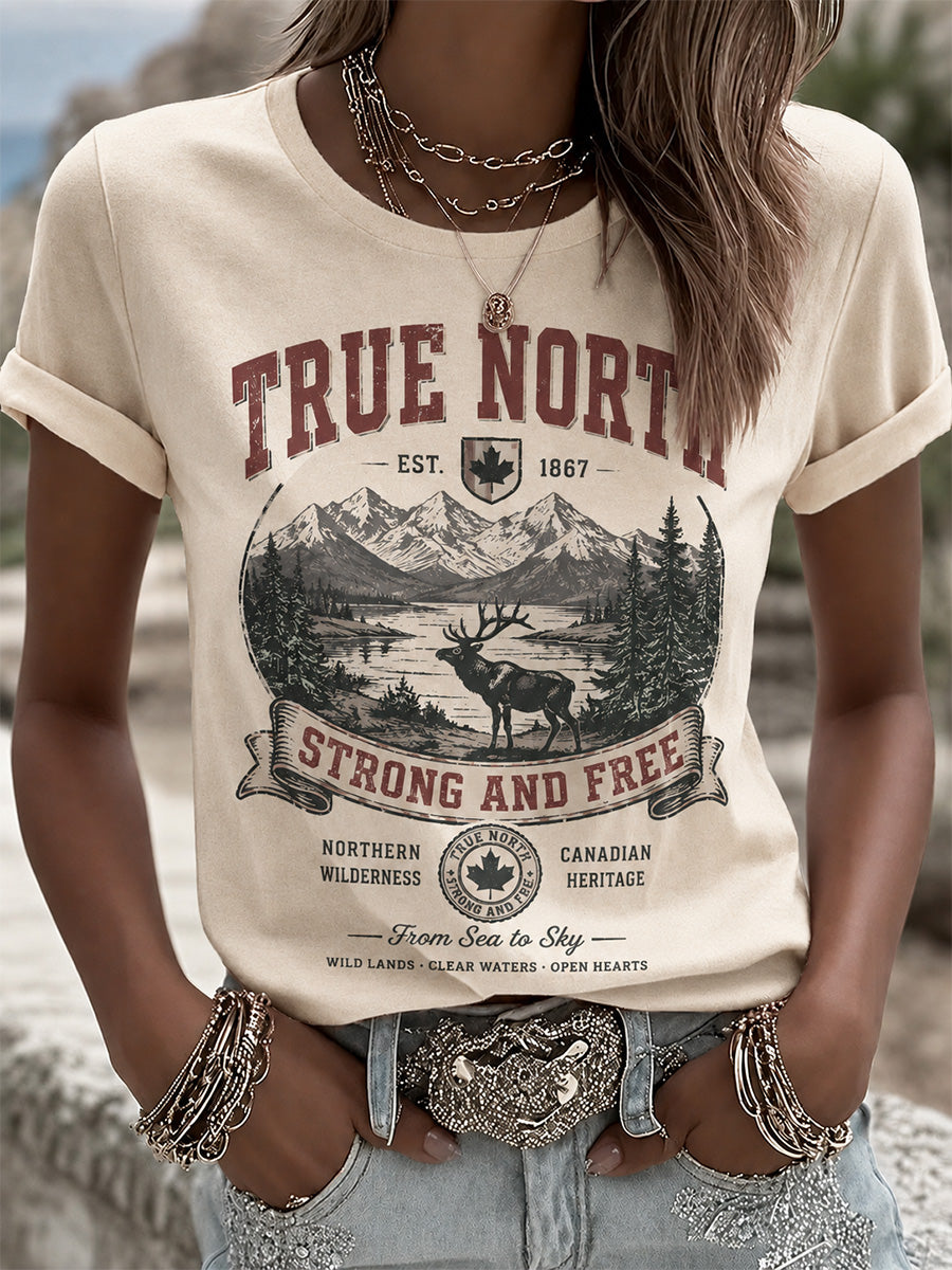 Women's Proud To Be Canadian Print Casual Tee