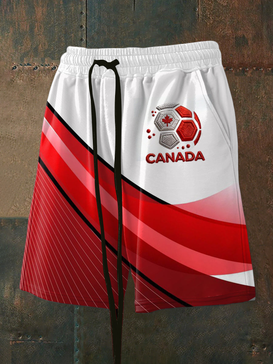 Men's Canada Soccer Print Drawstring Shorts