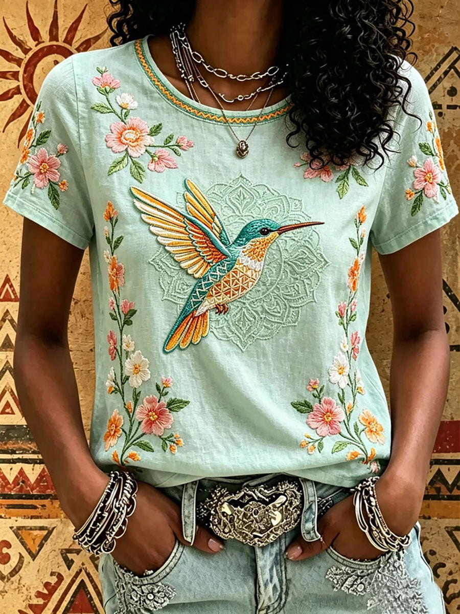 Women's Indigenous Print Casual T-Shirt