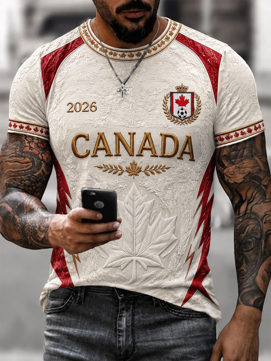 Men's Canada Soccer Printed Casual T-Shirt