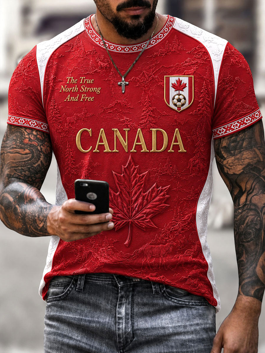 Men's Canada Soccer Printed Casual T-Shirt