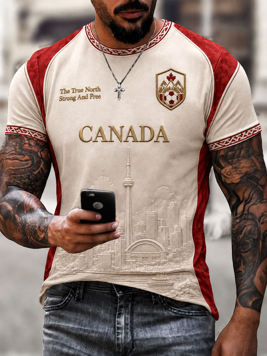 Men's Canada Soccer Printed Casual T-Shirt