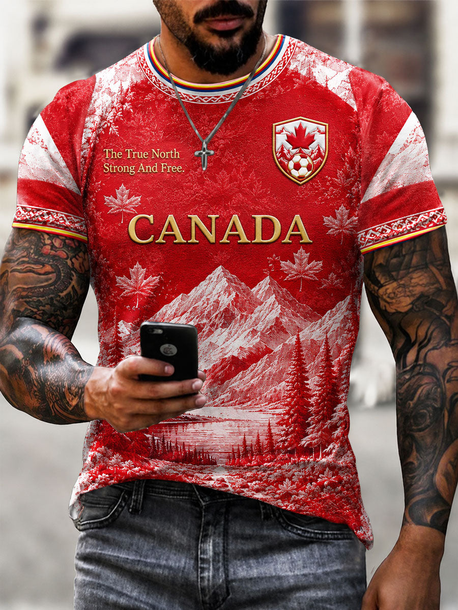 Men's Canada Soccer Printed Casual T-Shirt