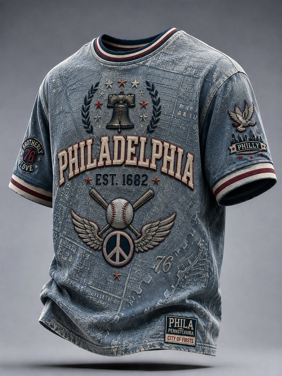 Retro Philadelphia Baseball “Spirit of Freedom” Casual T-Shirt