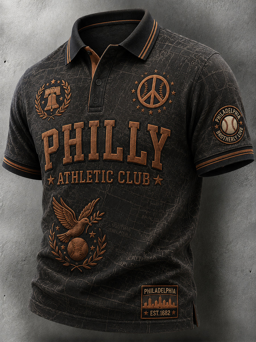 Retro Philadelphia Baseball “Spirit of Freedom” Casual Polo Shirt