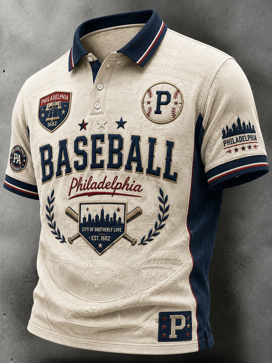 Retro Philadelphia Heritage Baseball Fan Casual Polo Shirt