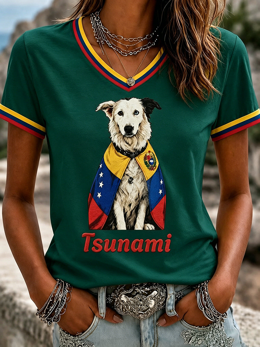 Women's Venezuela Hero Dog Tsunami Patriotic Dog Lover T-Shirt