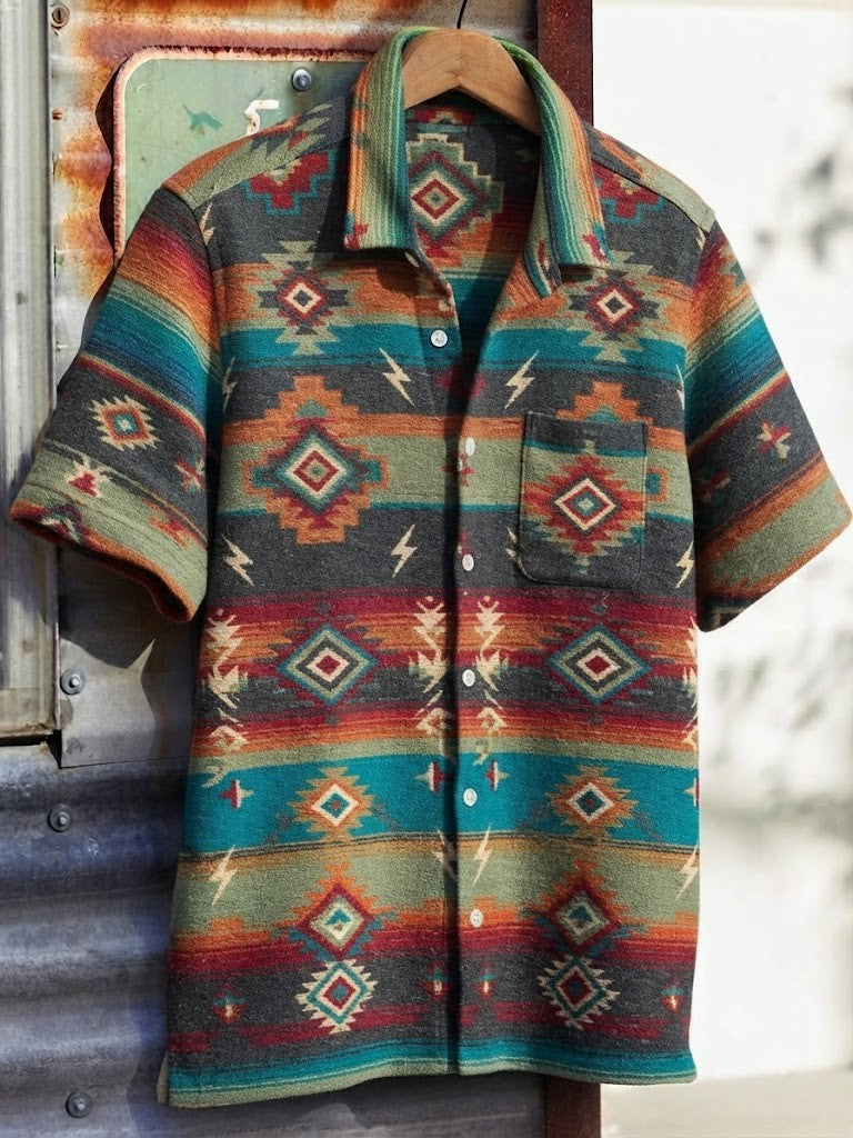 Men's Retro Western Printed Cotton Shirt