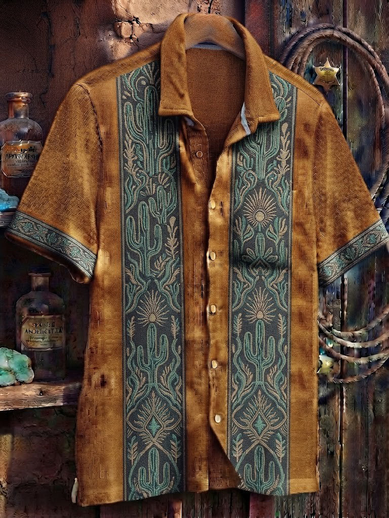 Men's Retro Western Printed Cotton Shirt