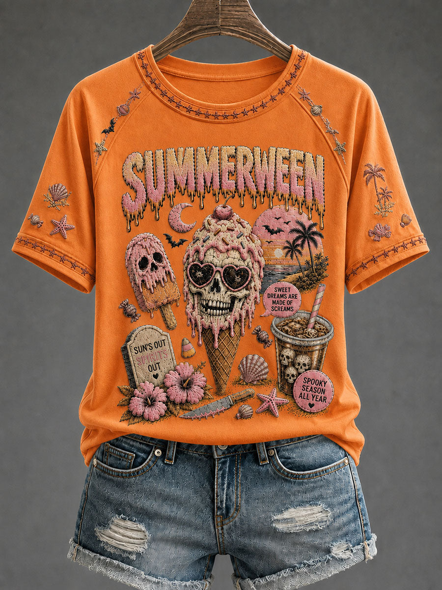 Women's Summerween Print Casual T-Shirt