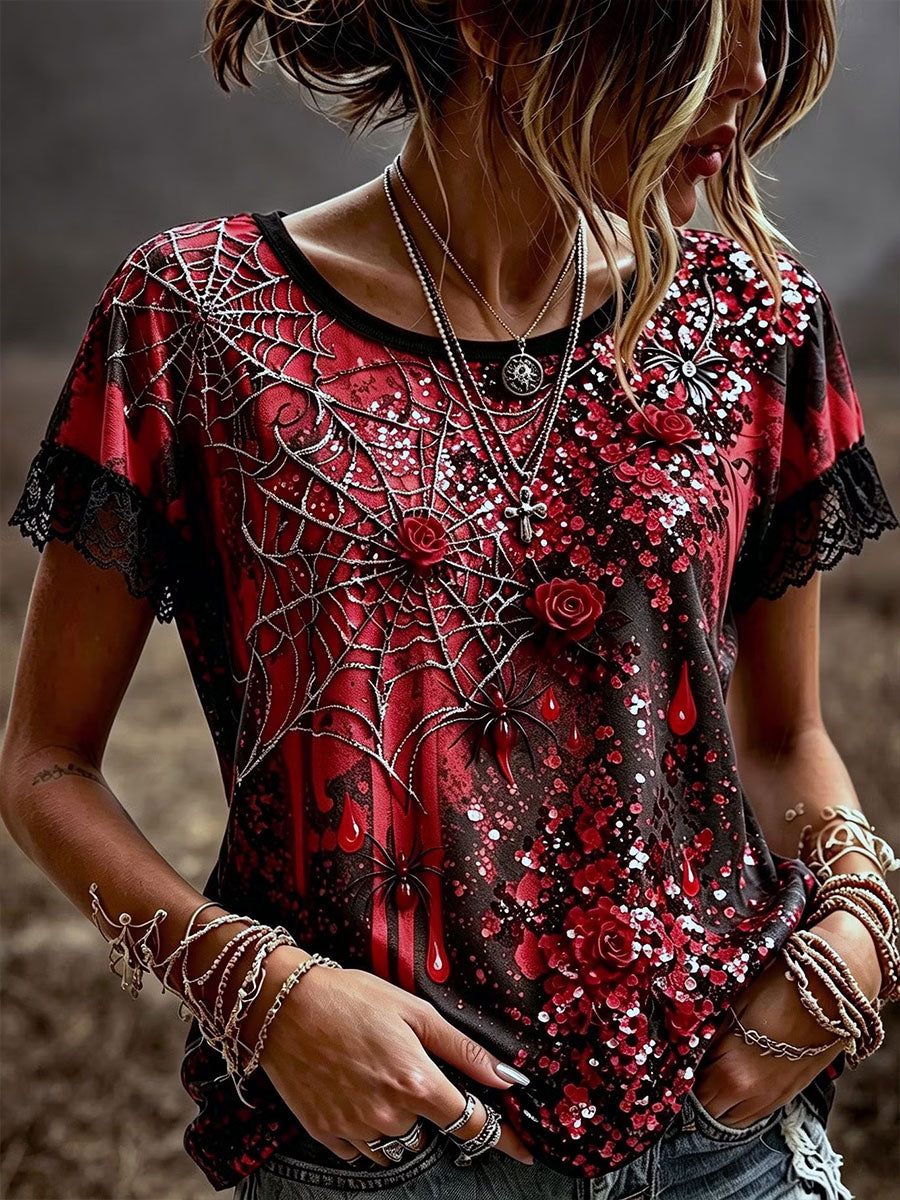 Women's Gothic Style Floral Cotton Linen Shirt
