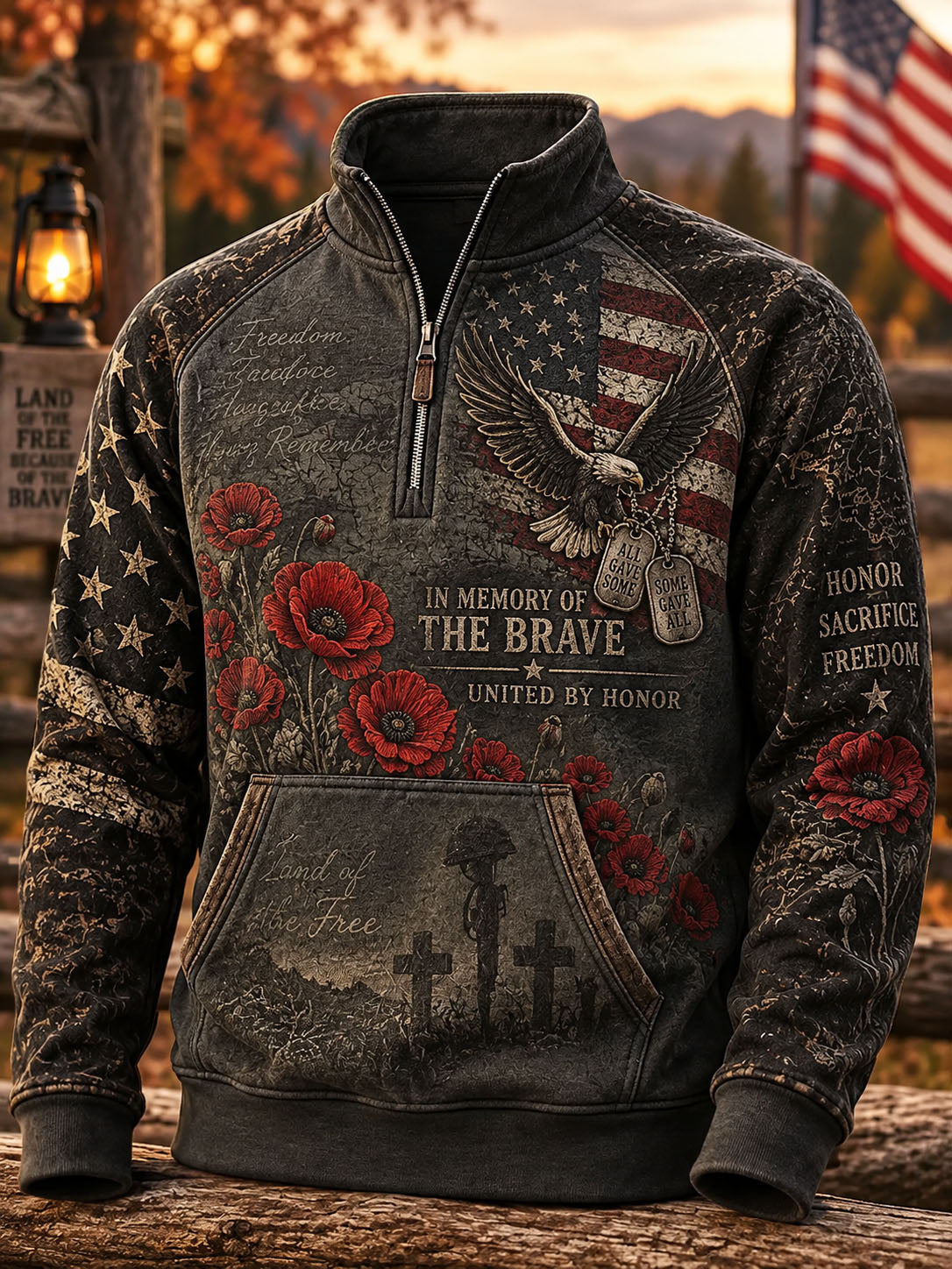 Men's Veterans Day Print Casual Sweatshirt