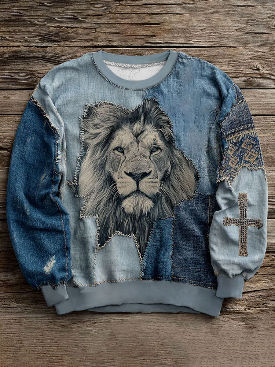 Férfi faith cross art crew nyak pulóver