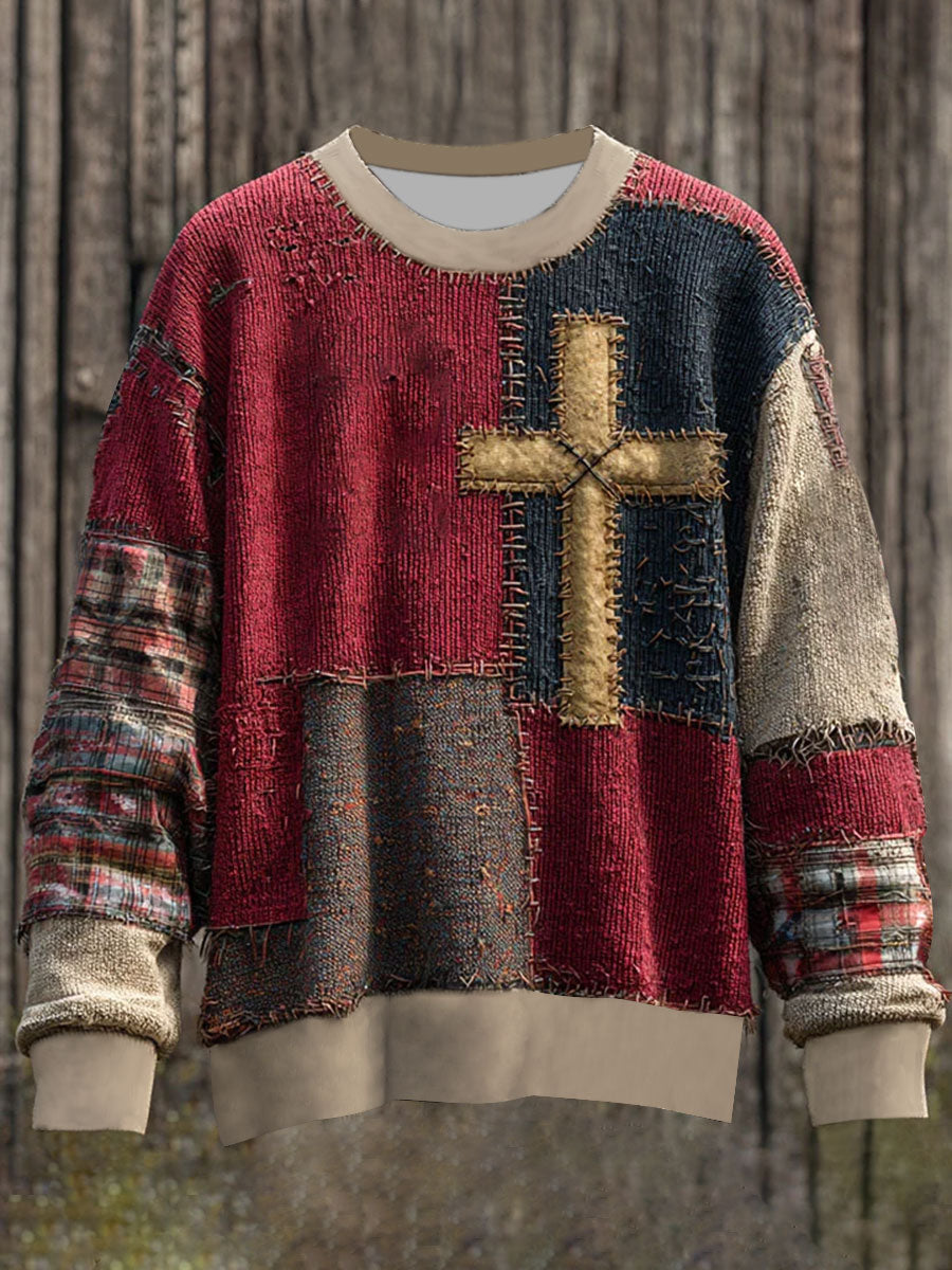 Férfi hit kereszt művészeti utánzás pulóver