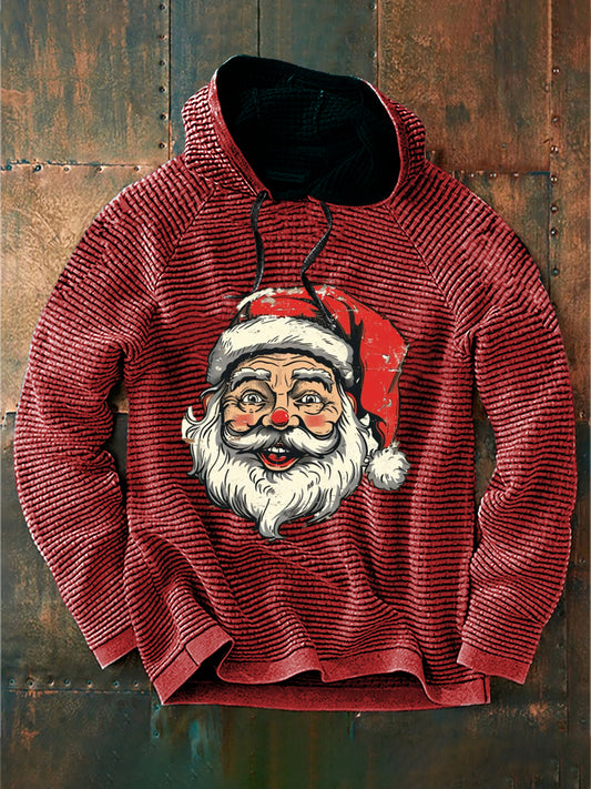 Retro karácsonyi mikulás nyomtatás alkalmi pamut francia terry kapucnis