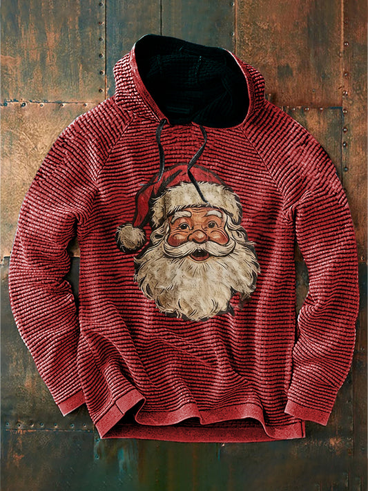 Retro karácsonyi mikulás nyomtatás alkalmi pamut francia terry kapucnis