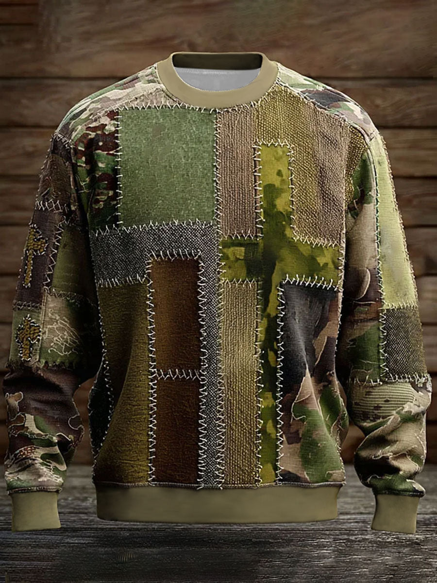 Férfi faith cross art crew nyak pulóver