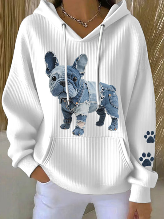 Női szép francia bulldog patchwork art hoodie