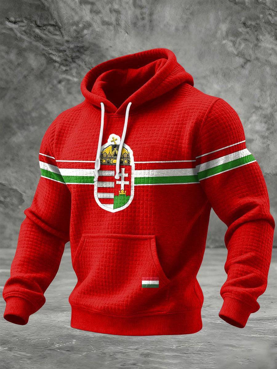 Retro magyar embléma zászló alkalmi csuklyás pulóver