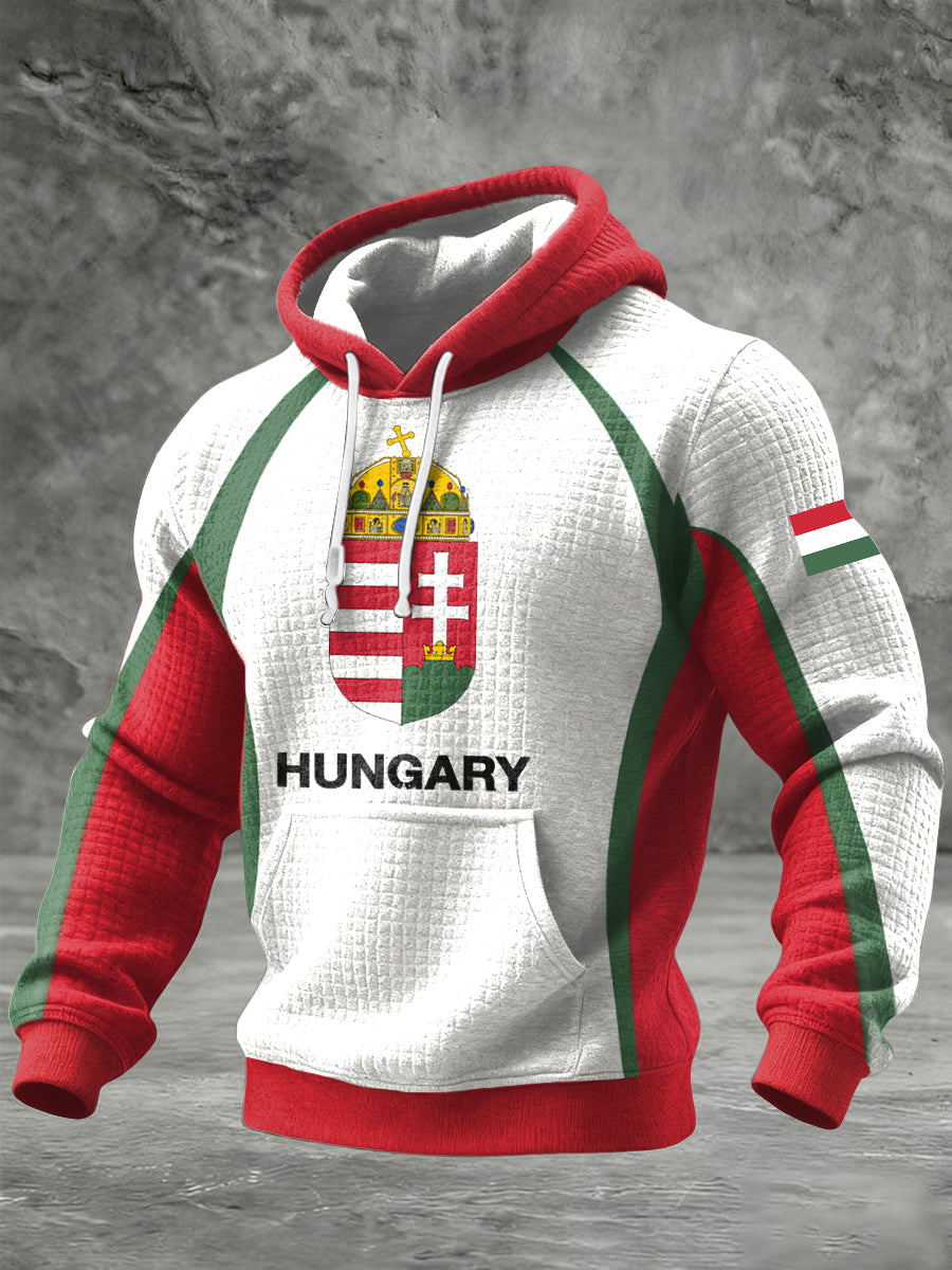 Retro magyar patchwork zászló alkalmi hoodie