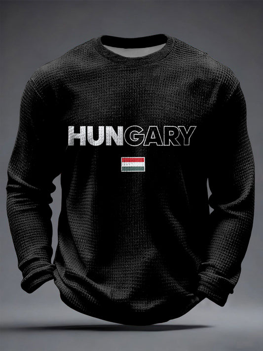 Retro minimalista magyar zászló alkalmi goffle szövés póló