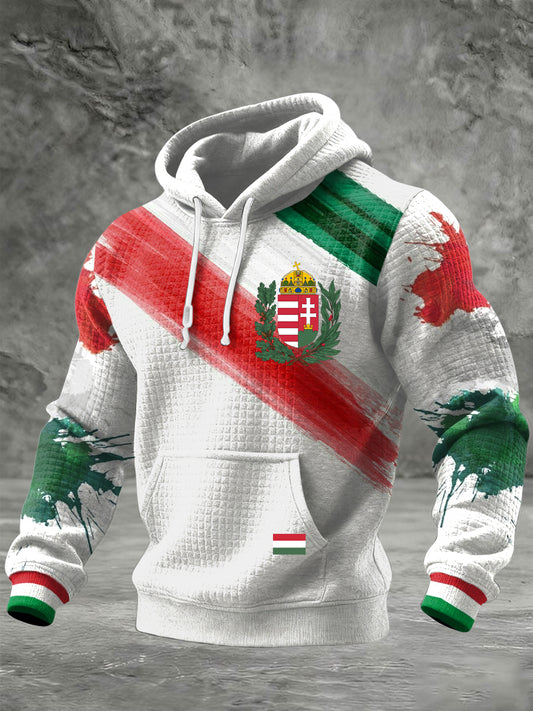 Retro absztrakt tinta-mosott magyar zászló alkalmi hoodie