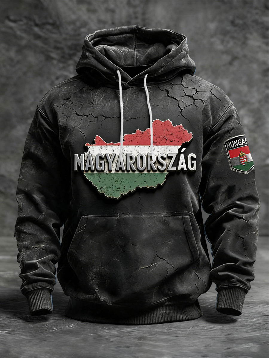 Retro magyar zászló térkép alkalmi hoodie
