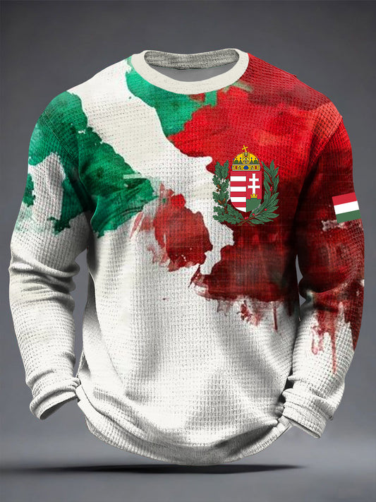 Retro absztrakt művészet magyar zászló waffle weave póló