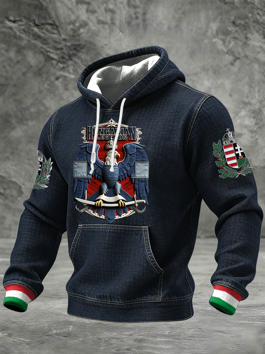 Retro magyar szent madár embléma alkalmi kapucnis