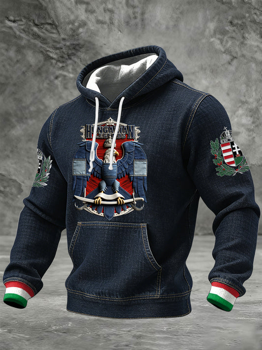 Retro magyar szent madár embléma alkalmi kapucnis