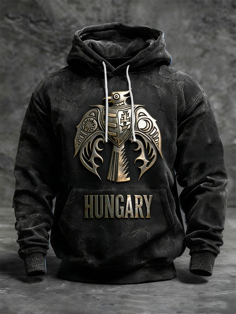 Vintage mosott magyar mitikus madár alkalmi hoodie