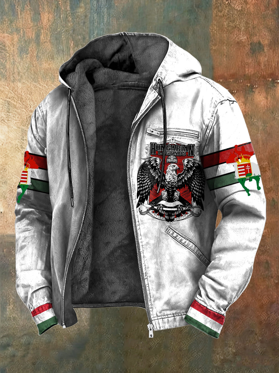 Retro magyar legenda fleece-bélelt kapucnis kabát