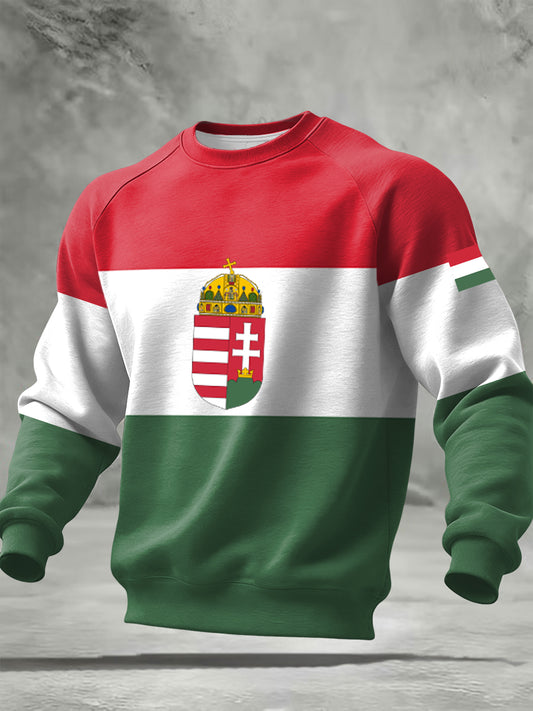 Retro magyar zászló alkalmi személyzet pulóver