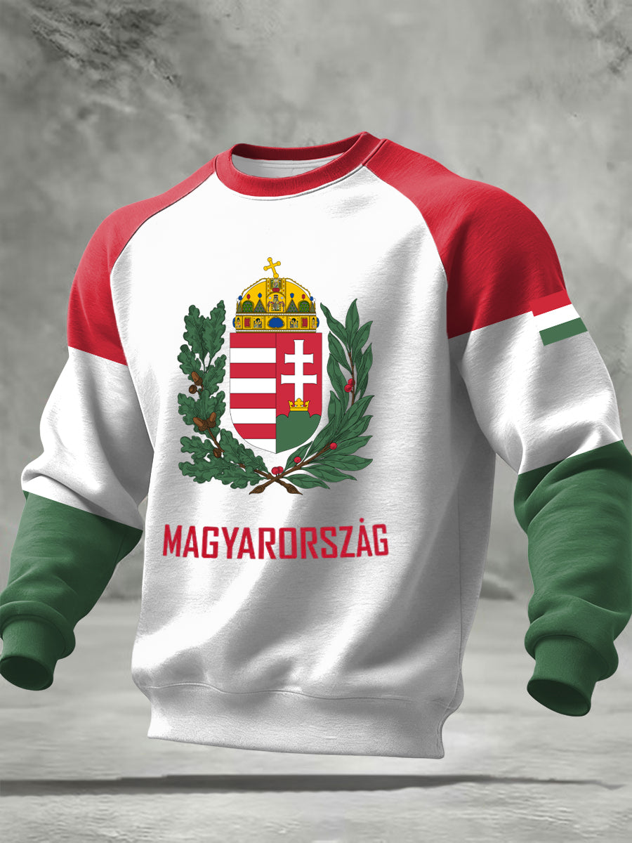 Retro magyar zászló patchwork alkalmi legénység pulóver
