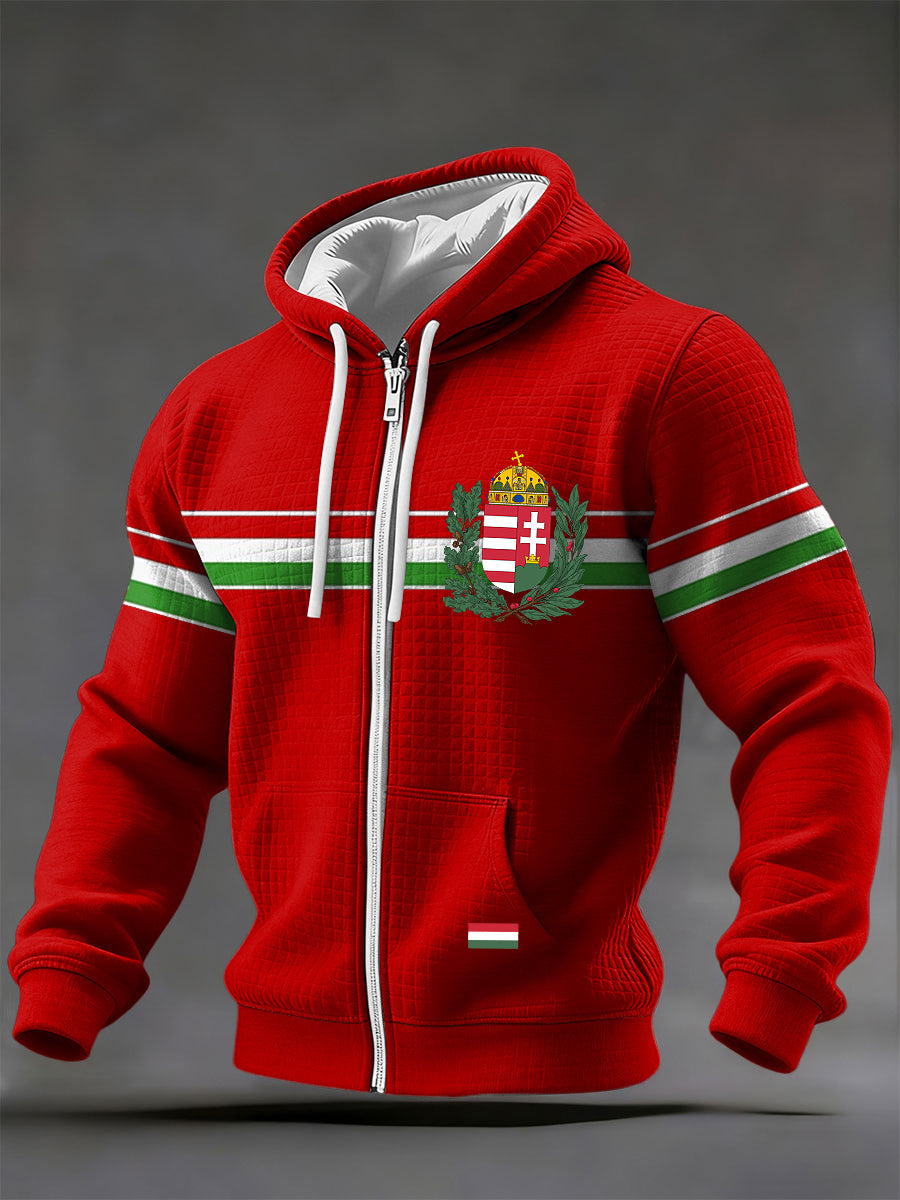 Retro magyar csíkos zászló alkalmi csuklyás kabát