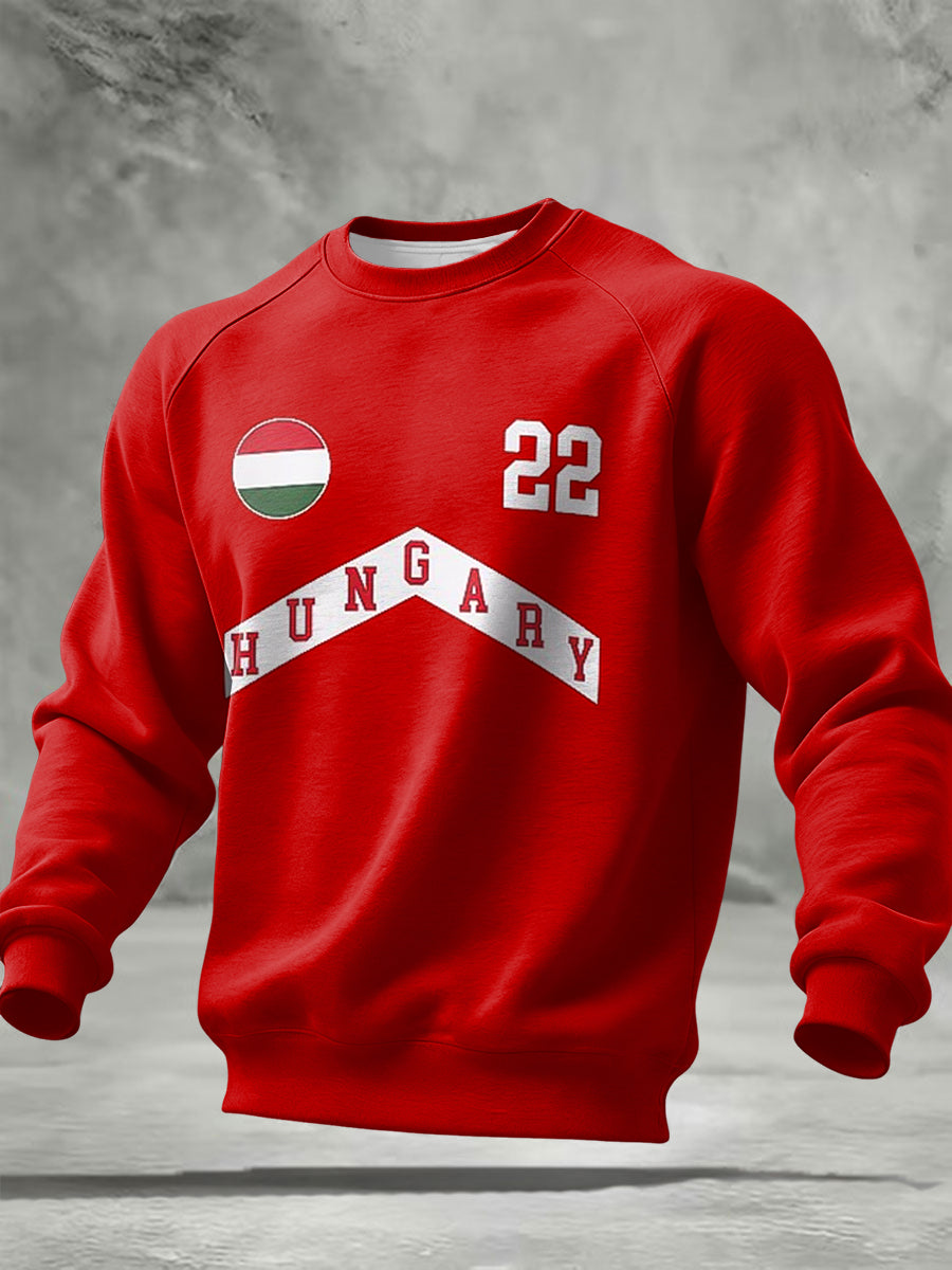 Retro magyar rajongó alkalmi crewneck pulóver